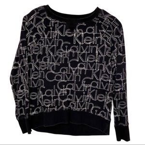 Calvin Klein Black White Logo Monogram Crewneck Sweatshirt